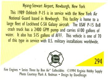 1994 Bon Air Fire Engines #294 Newburgh, New York - 1989 Oshkosh P-15 Back