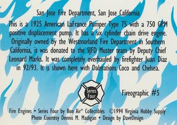 1994 Bon Air Fire Engines - Fire-O-Graphic #5 1925 American LaFrance Back