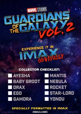 2017 IMAX at AMC Guardians of the Galaxy Vol. 2 #NNO Ego Back