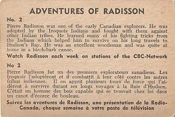 1957 Parkhurst Adventures of Radisson (V339-1) #2 Pierre Radisson was one of the early Canadian Back