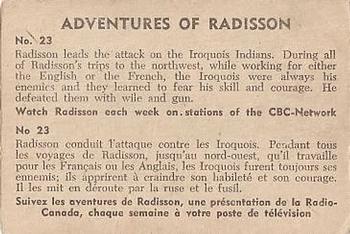 1957 Parkhurst Adventures of Radisson (V339-1) #23 Radisson leads the attack on the Iroquois Back