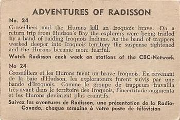 1957 Parkhurst Adventures of Radisson (V339-1) #24 Groseilliers and the Hurons kill an Iroquois Back
