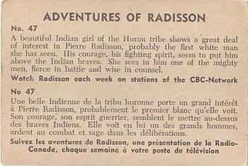 1957 Parkhurst Adventures of Radisson (V339-1) #47 A beautiful Indian girl Back