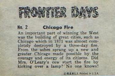 1953 Bowman Frontier Days (R701-5) #2 Chicago Fire Back