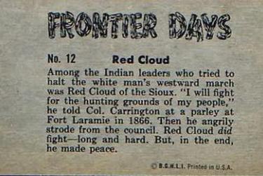 1953 Bowman Frontier Days (R701-5) #12 Red Cloud Back