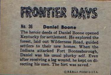 1953 Bowman Frontier Days (R701-5) #36 Daniel Boone Back