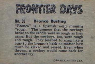 1953 Bowman Frontier Days (R701-5) #38 Bronco Busting Back