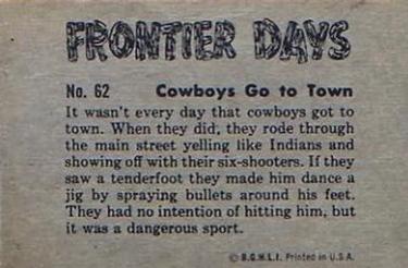 1953 Bowman Frontier Days (R701-5) #62 Cowboys Go to Town Back