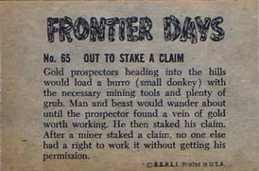 1953 Bowman Frontier Days (R701-5) #65 Out to Stake a Claim Back