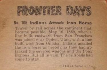 1953 Bowman Frontier Days (R701-5) #105 Indians Attack Iron Horse Back
