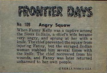 1953 Bowman Frontier Days (R701-5) #109 Angry Squaw Back