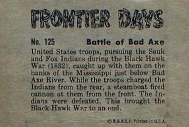 1953 Bowman Frontier Days (R701-5) #125 Battle Of Bad Axe Back