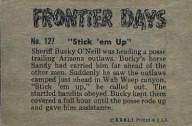1953 Bowman Frontier Days (R701-5) #127 Stick 'Em Up Back