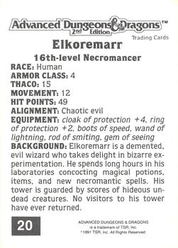 1991 TSR Advanced Dungeons & Dragons #20 Elkoremarr Back