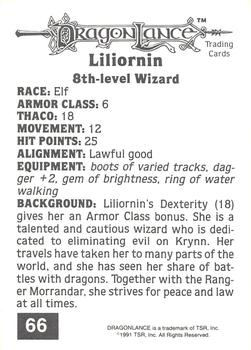 1991 TSR Advanced Dungeons & Dragons #66 Liliornin Back