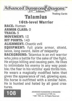 1991 TSR Advanced Dungeons & Dragons #108 Talamius Back