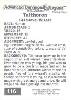 1991 TSR Advanced Dungeons & Dragons #116 Talthoron Back