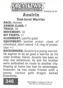 1991 TSR Advanced Dungeons & Dragons #346 Anuirin Back