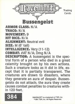 1991 TSR Advanced Dungeons & Dragons #384 Bussengeist Back