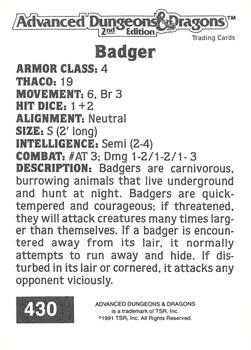 1991 TSR Advanced Dungeons & Dragons #430 Badger Back