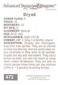1991 TSR Advanced Dungeons & Dragons #472 Dryad Back