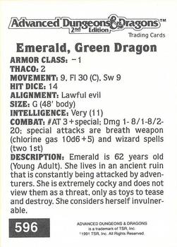 1991 TSR Advanced Dungeons & Dragons #596 Emerald, Green Dragon Back