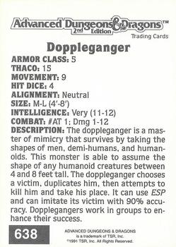 1991 TSR Advanced Dungeons & Dragons #638 Doppleganger Back