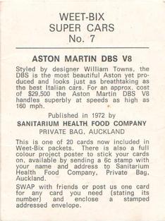 1972 Sanitarium Weet-Bix Super Cars #7 Aston Martin DBS V8 Back