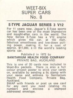 1972 Sanitarium Weet-Bix Super Cars #8 E-Type Jaguar Back
