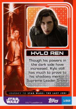 2017 Topps Star Wars Journey to the Last Jedi (UK Release) - Shiny Cards #192 Kylo Ren Back