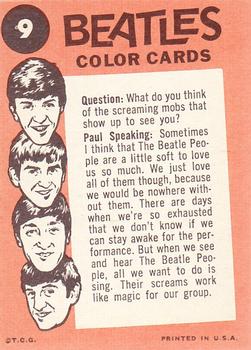 1964 Topps Beatles Color #9 Ringo and Paul - Paul Speaking Back