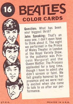 1964 Topps Beatles Color #16 Ringo, Paul, John - John Speaking Back