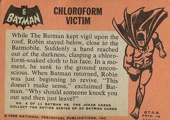 1966 O-Pee-Chee Batman (Black Bat Logo) #6 Chloroform Victim Back