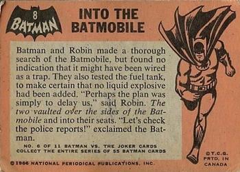1966 O-Pee-Chee Batman (Black Bat Logo) #8 Into the Batmobile Back