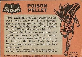 1966 O-Pee-Chee Batman (Black Bat Logo) #11 Poison Pellet Back