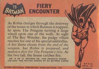 1966 O-Pee-Chee Batman (Black Bat Logo) #19 Fiery Encounter Back