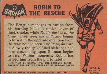 1966 O-Pee-Chee Batman (Black Bat Logo) #20 Robin to the Rescue Back