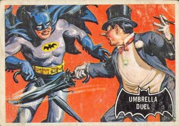 1966 O-Pee-Chee Batman (Black Bat Logo) #23 Umbrella Duel Front