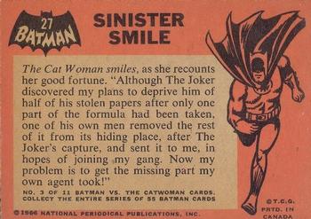1966 O-Pee-Chee Batman (Black Bat Logo) #27 Sinister Smile Back