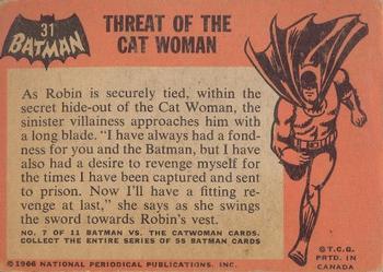 1966 O-Pee-Chee Batman (Black Bat Logo) #31 Threat of the Cat Woman Back
