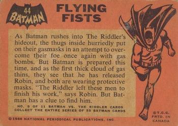 1966 O-Pee-Chee Batman (Black Bat Logo) #44 Flying Fists Back