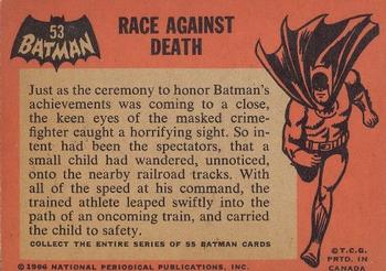 1966 O-Pee-Chee Batman (Black Bat Logo) #53 Race Against Death Back