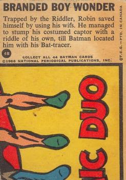 1966 O-Pee-Chee Batman Series B (Blue Bat Logo) #4B Branded Boy Wonder Back