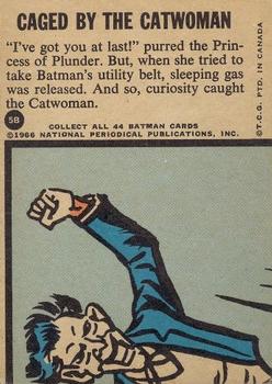 1966 O-Pee-Chee Batman Series B (Blue Bat Logo) #5B Caged by the Catwoman Back