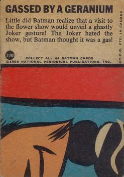 1966 O-Pee-Chee Batman Series B (Blue Bat Logo) #33B Gassed by a Geranium Back
