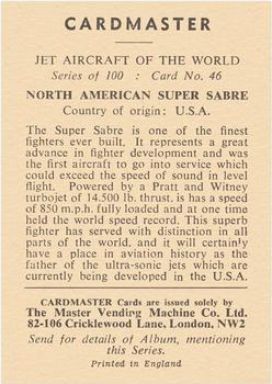 1958 Cardmaster Jet Aircraft of the World #46 North American Super Sabre Back