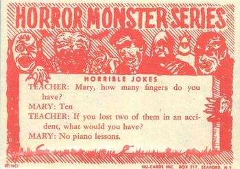 1961 Nu-Cards Horror Monster #24 Dracula Back