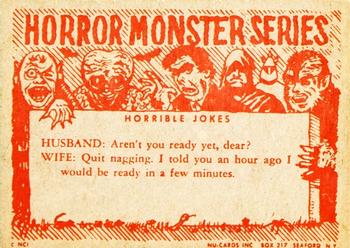 1961 Nu-Cards Horror Monster #45 Frankenstein Back