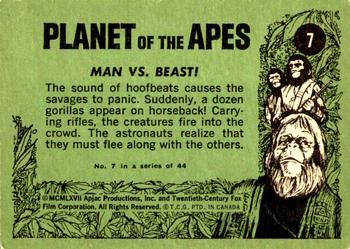 1969 O-Pee-Chee Planet of the Apes #7 Man vs. Beast! Back