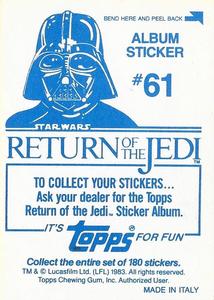 1983 Topps Star Wars: Return of the Jedi Album Stickers #61 Sly's band art Back
